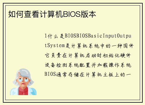 如何查看计算机BIOS版本